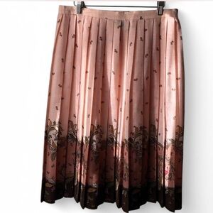 Vintage 1960s/1970s Courtwell Pink & Brown Pleated Skirt - Size 17